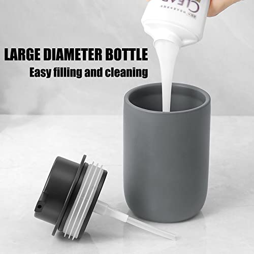 Image of Hand Soap Dispenser for Bathroom Decro, Ceramic Liquid Pump Bottles Refillable Dish Dispenser for Kitchen Farmhouse Colleage Dorm, Matte Grey