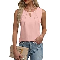 Cuptacc Débardeur Femme sans Manches Col Rond Haut Femme Ete Sexy Tank Tops Casual lâche Chemises Camisole Rose Clair, Grand L 42-44