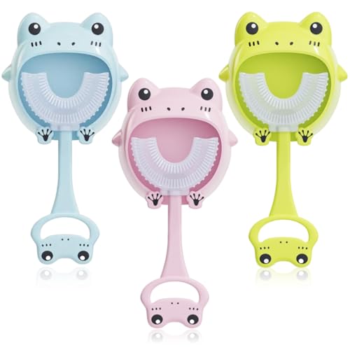 NHQZ 3 pezzi Spazzolino Bambini A Forma Di U Belli Denti 360 Gradi Ergonomico Lava Lavadenti Bambino Sorriso Sano Dentinale Healthy Smile Pulizia dei Denti per l'igiene Orale a