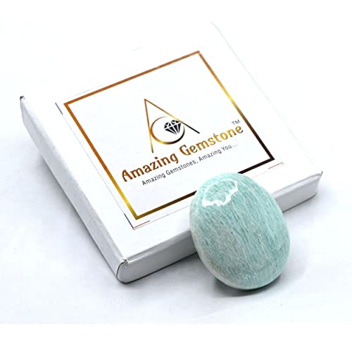 Image of Amazing Gemstone Amazonite Crystals and Healing Stones - Large Palm Stone Crystals Piedra - Crystal for Good Luck, Balanced Positive Energy, Meditation - Unique Stocking Stuffers, Gifts for Women, Men