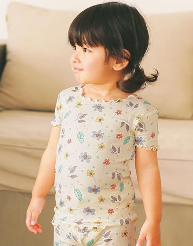 VAENAIT BABY Kids Infant Toddler Sleepwear Pajamas Pjs 4pcs Set Short Shirring Pink+Summer Breeze S