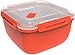 Rotho Memory Microwave Vaporizador de 2,5 l con tamiz para microondas y vaporizador, Plástico (PP) sin BPA, rojo/transparente, 2.5l (19.5 x 19.5 x 12.1 cm)