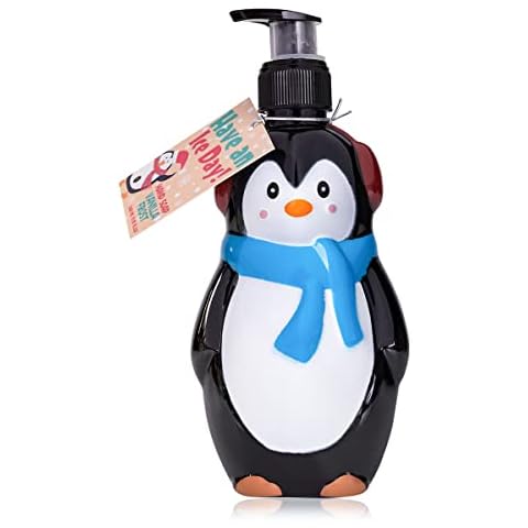 Accentra Hand Soap Have An Ice Day, 310 ml in Pump Dispenser Penguin Shape, Liquid, Vanilla Frost Fragrance, Refillable, Black-white Cover