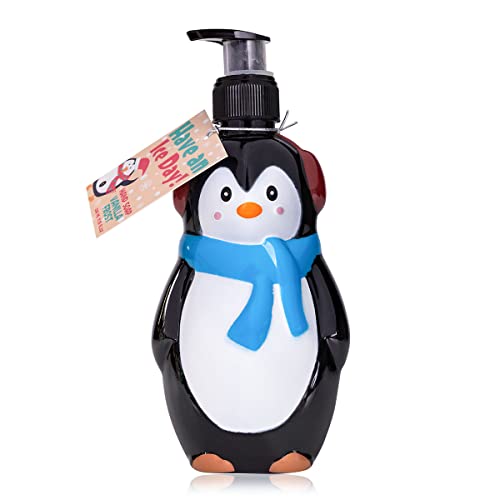 Accentra Have AN Ice Day Hand Soap 310 ml in Penguin Shape Liquid Soap Dispenser Vanilla Frost Fragrance Refillable 815666 Black and White