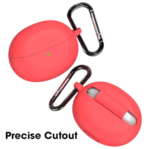 Image of Sounce Earphone Case Cover Compatible for Oppo Enco Air 2 Pro, Soft Silicone Skin Case Cover Shock-Absorbing Protective Case with Keychain [Front LED Visible] (Red)