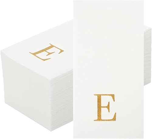 Miniatura 438 de Luxenap - Toallas de invitados de 15.8 x 7.9 pulgadas, 50 toallas de mano con letras plateadas, letra "P", fuente Sans Serif, servilletas de papel