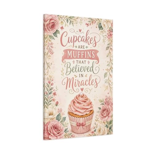 Tableau cupcake rose toile de cuisine 60x90cm originale