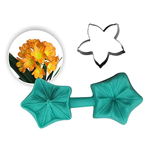 CFTGIW 4 Flower Petal Veiner Moldes de Silicona con 4 Piezas Cortador de Acero Inoxidable Conjunto de Decoración de Pastel de Fondant de Bricolaje Torta Pastel de Moldura de Pétalos de Silicona de