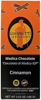 Giannetti Artisans Handmade Modica Chocolate Imported from Sicily 3.52 oz (100 g) (Cinnamon, Single)