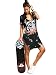 ZG&DD NEW LADIES ACID WASH RAW POWER PRINTED TOP LACE UP CHOKER NECK T-SHIRT DRESS WOMEN DRESS 04 X-Large