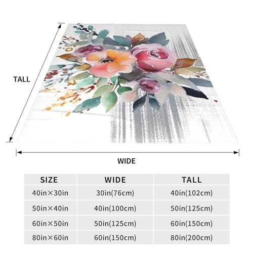 Couverture flanelle microfibre douce légère plaid floral aquarelle - 5