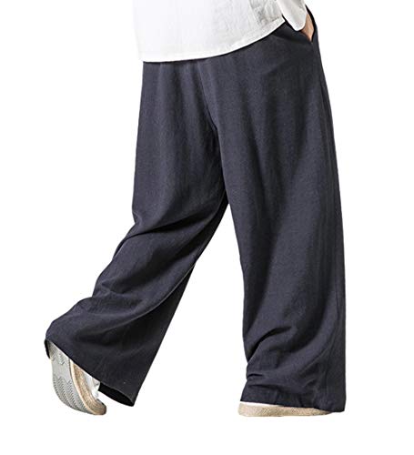Men's Vintage Cotton Blends Linen Wide Leg Jogging Harem Pants3