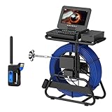 Sewer Camera with 512HZ Transmitter & Locater, 23mm CCD, 10.1”Display with 270° Rotation, 7MM 165ft Cable, 5X Digital Zoom,1080P Resolution, Meter Couter, Self-Leveling, 1-Touch Video/Audio