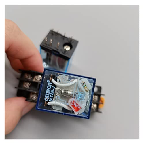Relé DPDT con base interruptor electromagnético micro mini y luz LED indicadora 3