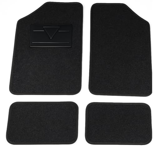 SCAR Set 4 Tappeti In Moquette Tappetini Per Auto Universali Con Bordo Nero e Battitacco Lato Guida