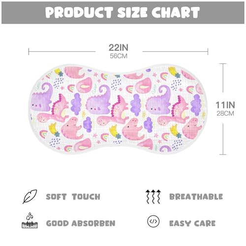 xigua Cute Pastel Dinosaurs Muslin Baby Burp Cloths Set of 1, Super Soft & Absorbent Burping Rags, Cotton Burp Clothes Shower Gift for Newborn, Baby Girls and Boys4