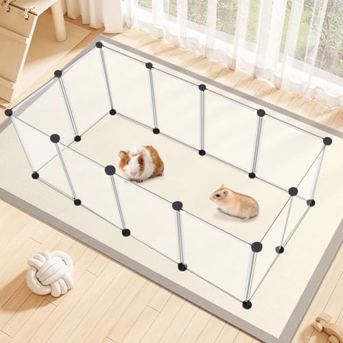 Image of VISCOO 12 Panels Transparent Small Animals Playpen,48 inch x 24 inch x 16 inch Portable Pet Playpen,Plastic Enclosure,Puppy Play Pen for Indoors Outdoor Pet Fence for Guinea Pigs,Bunny,Ferrets,Hamsters,Hedgehogs