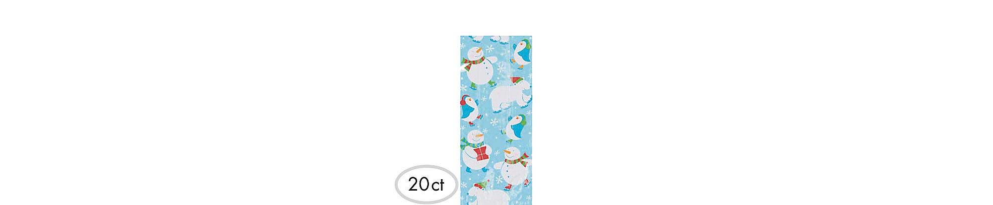 Amscan 20 Stück Weihnachtliche Zellophantüten Mit Schneemännern, Pinguinen & Eisbären – Perfekt Für Geschenke