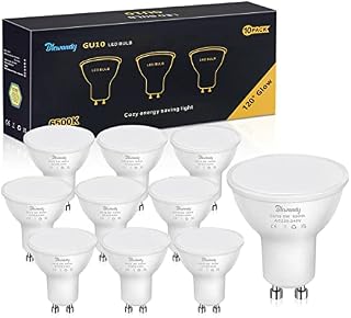 GU10 LED Bulbs 5W, Cool White 6500K Spotlight Bulb Equivalent 40W Halogen Light Bulb, 450LM Daylight Energy Saving Lamps, 120 Degree Wide Beam Angle Non Dimmable LED Light Bulbs, Pack of 10