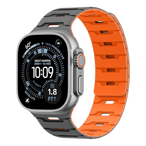 アップルウォッチ バンド マグネットループ 49mm 46mm 45mm 44mm 42mm 41mm 40mm 38mmに対応,スポーツシリコン 交換ベルト通気 防水 柔らかい for Apple Watch バンド Ultra 3 2 1/SE3/SE