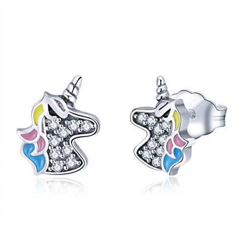 Boucles d'oreilles licorne argent 925 hypoallergénique anti-irritation pour femme