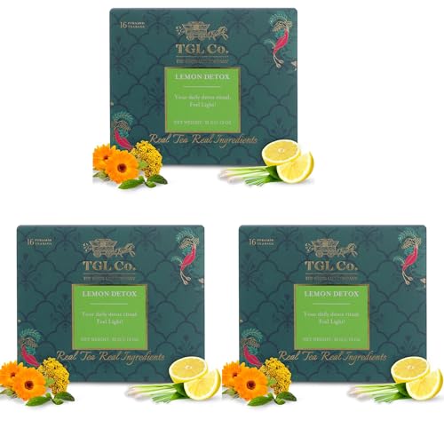 Image of TGL Co.Lemon Detox Green Tea Infusion (Pack Of 3, 16 Tea Bags Each)|Rich in Anti Oxidant | Refreshing | No Artificial flavor | Improve Digestion