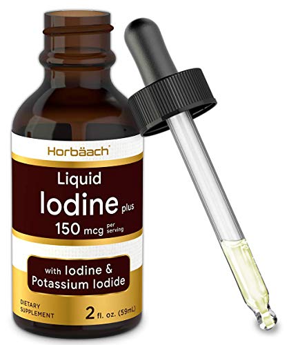 Liquid Iodine Solution Drops | 2 fl oz | 150 mcg | Iodine & Potassium Iodine Supplement | Vegetarian, Non-GMO, Gluten Free Tincture | by Horbaach