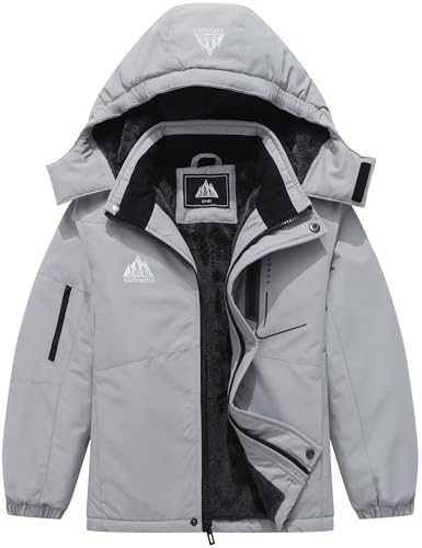 SOBAPRA Kids Waterproof Ski Jacket Warm Winter Snow Coat Boys and Girls Fleece Hooded Snowboarding Jacket