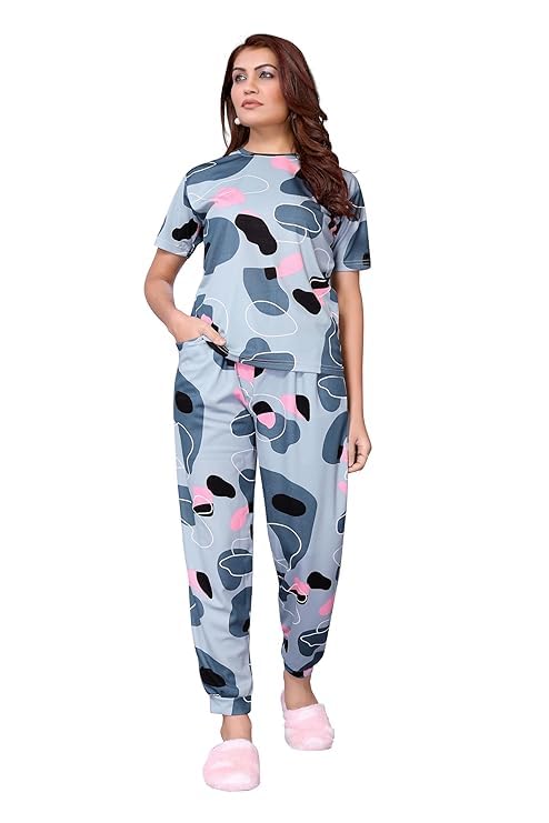 Image of VJ Fashion Women's Cotton Lycra Tie-Dye Payjama Set|Co-ord set|Night Suit Set |Night Dress |Lounge Wear|Full Pair Set for Women Night Dress