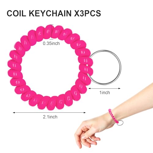 Image of TENOC Spiral Coil Keychain, Anti-lost Key Chain Holder Lanyard Cord for Sauna Outdoor Sports and Gym Pool