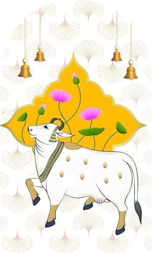 Image of Pichwai Cow Wallpaper for Mandir (1X1, Pichwai Cow - S) | Removable
