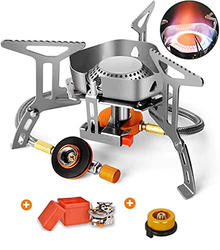 シングルバーナー コンパクトバーナー CB缶/OD缶対応 圧電点火 折りたたみ式 4000W 自由に火力調節 防災グッズ 防風 小型 軽量 家庭用 BBQ 遠足 釣り 収納ケース付き 変換アダプター付き (type1)