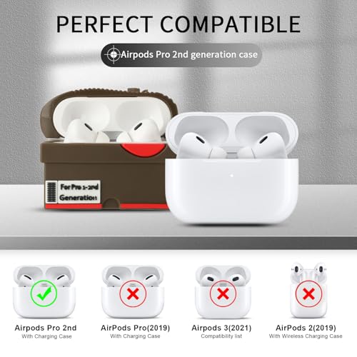 Image of Gedicht [2Pack] for Apple Airpods Pro Case Cover, Cute Cartoon Shoe Box Soft Silicone Protective Cases for AirPods Pro 1st Generation Case with Keychain for Women Men, Red+Brown
