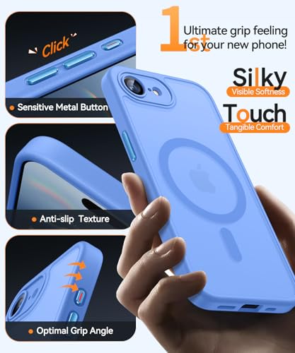 Image of CANSHN Magnetic for iPhone 17e / 16e Case, Upgraded [Full Camera Protection] [Compatible with Magsafe] [Translucent Matte] Shockproof Protective Phone Case for iPhone 17e / 16e - Ultramarine