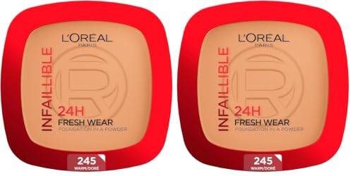 Image of L'Oreal Paris Infallible 24H Powder Foundation, 245 Golden Honey (Pack of 2)