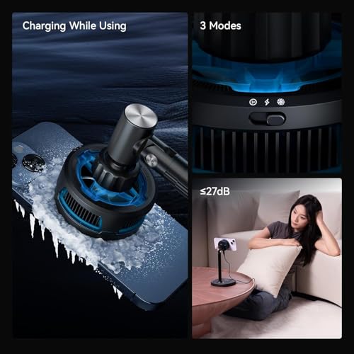 ULANZI SK-10 3 in 1 Semiconductor Cooling Fan - Magnetic Cell Phone Stand & Wireless Charger, Height Adjustable Desk Holder Compatible with iPhone 17/Pro/Pro Max for Live Streaming, Gaming & Office
