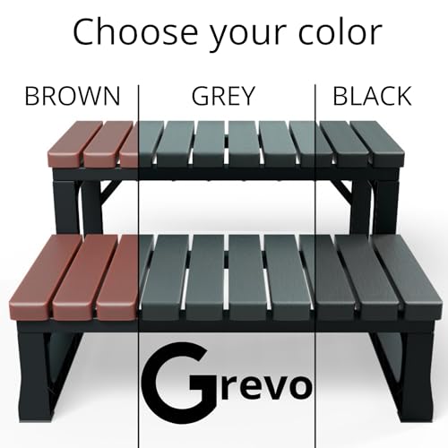 Hot Tub Steps Grey/Spa Steps for Round or Straight Sided Spa, Non-Slip Steps for Outdoor/Indoor (Grey)