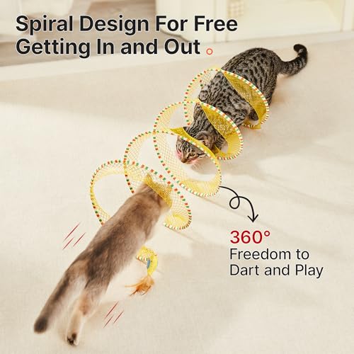 Potaroma Spiral Tunnel Cat Toy, Self Play Collapsible Spring Kitten Tunnel - Image 3
