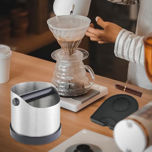 Lotvic Coffee Knock Box, 700ML Stainless Steel Coffee Grounds Knock Box with Tamping Mat and Espresso Distribution Tool, Non-Slip and Shock-Absorbent Coffee Knock Box with Removable Knock Bar (3 Pcs) - Image 7