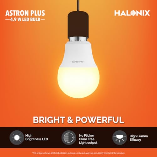 Image of Halonix 4.9 Watt E27 LED Yellow Light led Bulb, Pack of 2, Yellow light