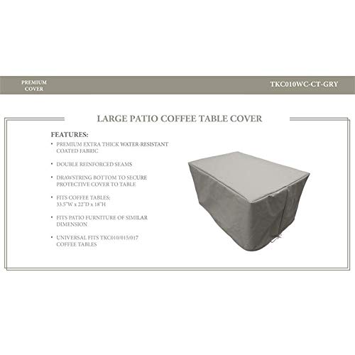 TK Classics TKC010WC-CT-GRY Belle/Monterey Rectangle Coffee Table Protective, Grey Covers and Storage