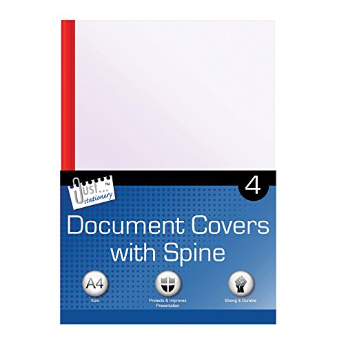 Just Stationery Assorted Colours 4Pcs A4 Clear Document Covers With Spines