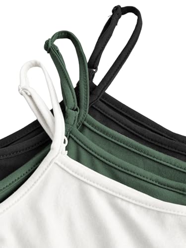 Image of SOLY HUX Girl's Tank Tops 3 Packs Cute Ruched Spaghetti Strap Camisole Slim Fit Undershirts