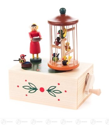 Caja de música de jaula de pájaros Rudolphs Schatzkiste artesanía de madera