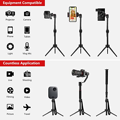 Mini Tripod For Camera, Aluminum Travel Camera Tripod Tabletop For Video Recording Vlogging, Selfie Stick, 360° Ball Head, 1/4 Screw, Compatible With Camera Iphone Dslr Projectors Camcorder #TOP6