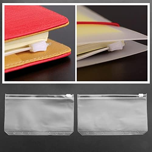 Pyatofyy 34 Pcs A6 Wallets, 6 Holes Plastic Zipper A6 Pockets, Waterproof A6 Punched Pockets for Documents Cards Photo Bills Organizer