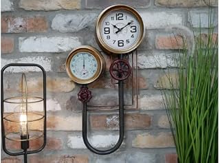 Casadomu Steampunk Clock Industrial Pipe Wall Hanging Large Antique Style Decor Timepiece