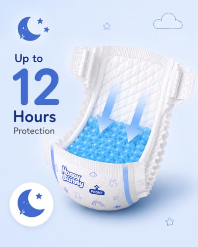 Image of Honey Bunny Tape Diaper for Baby | NB Size | 66 Pack | Ultra thin | Cottony Super Soft | Super Fast Absorption | 0-5 Kg