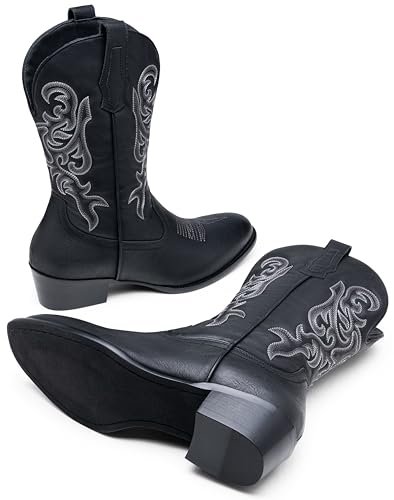 Jousen Cowboy Boots For Men Classic Western Embroidered Boot Retro Short Botas3