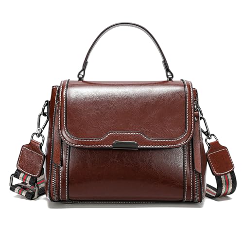 imeetu Oil Wax Leather Handbags for Women, Crossbody Bag Removable Shoulder Strap